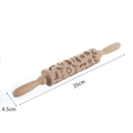 Wooden Christmas rolling pin with festive socks and stars engraving, 35cm length - Snowman Sock Star Style