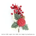 Künstlicher Beerenstiel mit kleinem Kürbis und Tannenzapfen für Weihnachtsdeko 22cm - Stil C