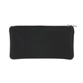 Textured black PU leather makeup brush bag with premium silver metal zipper - Brush Pouch / Black