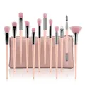 12-piece professional pink makeup brush set with matching textured cosmetic travel pouch - 12Pcs With Fan Brush & Bag / Pink Silver