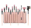 12-piece pink makeup brush set with silver ferrules and a rose gold textured pouch - 13Pcs With Bag / Pink Silver