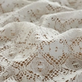 Macro detail of vintage white cotton lace tablecloth showing intricate floral crochet patterns - White Clover / 150*180cm