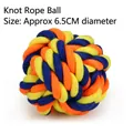 Durable 6.5cm tri-color cotton rope ball toy for small dogs and cats in blue orange yellow - Knot Ball Yellow