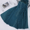 Dark teal chiffon shawl scarf decorated with white pearls for elegant formal wear - 14# Dark Teal