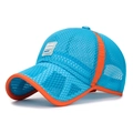 Kids breathable mesh baseball cap in bright blue and orange for outdoor summer sports - Adjustable for Kids / Lake Blue