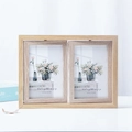 Nordic wooden 360 rotating double-sided 6-inch picture frame with natural grain finish - Double Frame/6 Inch