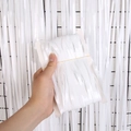 White macaron foil fringe curtain on cardboard spool for party backdrop decoration - 1*2M / Macaron White