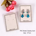 5x7cm beige PVC earring display cards with blue teardrop gemstone pendants and hooks - EA-PVC101 5x7cm Beige Eco-Paper Set Card