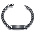 Minimalistisches schwarzes Edelstahl-Cuban-Armband mit rechteckiger gravierbarer Platte - Schwarz