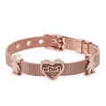 Bracciale a maglia oro rosa con ciondolo cuore mama e sagome di ragazzo e ragazza - Oro rosa