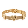 Pulsera de malla dorada con colgante de corazón mama y dijes de niños para mujer - Dorado