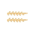 Lot de deux barrettes dorées en forme de feuilles avec cristaux sur fond blanc - Feuille de strass / Or