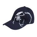 Detalle del bordado de calavera blanca en la gorra de béisbol de algodón azul marino - Bordado a la Derecha / Azul marino