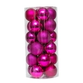 24-piece set of 3cm rose red Christmas baubles in matte, glossy, and glitter finishes - 3cm Cylinder Tube / Rose Red