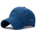 Dark blue quick-dry sports cap with laser-perforated breathable holes and curved brim - Adjustable / Dark Blue
