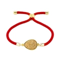 Bracelet tressé rouge avec pendentif doré en forme de goutte et cristaux incrustés - Corde Rouge Or