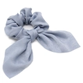 Detailed view of light blue satin scrunchie with elegant bow streamers and silky texture - 10# Grey Glitter