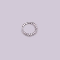 Silberner Zirkonia-Nasenring oder Ohrknorpel-Hoop mit eleganter Mikro-Pave-Fassung - Silber 1#