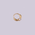 Nasenring mit goldenem Federdesign und funkelndem runden Zirkonia in 14k Goldoptik - Gold 3#