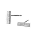 Minimalist silver rectangular stud earrings with textured hammer finish in stainless steel - Steel