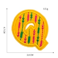 Letter Q embroidered alphabet patch with pink stripes on yellow felt base, 4.7cm height - Letter Q