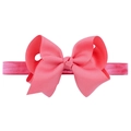 Pink grosgrain ribbon bow headband for babies with high elasticity hair band - 27-Coral Red