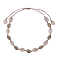 Bohemian adjustable necklace with natural cowrie shells and gold plated alloy charms - Necklace / Beige