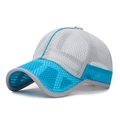 Kids breathable mesh baseball cap in bright blue and light grey for outdoor sports - Full Mesh Breathable Style / Light Grey (Grey & Blue Stitching)