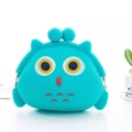 Mini silicone teal owl coin purse with metal clasp closure for women and girls - Owl