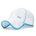 Cappellino sportivo traforato bianco con bordo azzurro e stemma SPORT per bambini - Regolabile per Bambini / Bianco