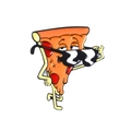 Cartoon pizza enamel pin with sunglasses and pepperoni detail on white background - Cool Pizza with Sunglasses (CC938)