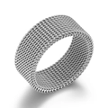 Anello a rete intrecciata da 8mm argento in acciaio inossidabile per uomo e donna minimal - US 7 / Color Acciaio