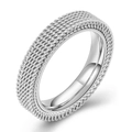 Bague minimaliste de 4mm en maille d'acier inoxydable avec bande intérieure polie - US 6 / Couleur Acier