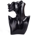 Professional black resin bust mannequin for necklace display on white background - Large / Black