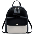 Mini-Rucksack für Damen in Schwarz-Weiß-Kontrast mit goldenen Reißverschlüssen und Kunstleder - Schwarz