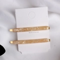 Juego de 2 horquillas rectangulares de acetato jaspeado beige con base de metal dorado - Amarillo Albaricoque