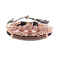 Coffret de bracelets pour homme couleur or rose avec couronne et zircons cubiques - Ensemble Or Rose