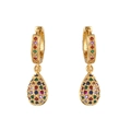 Orecchini a cerchio dorati a goccia con pietre preziose multicolori vibranti - Goccia d'acqua / Oro