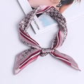 Morandi purple silk-feel satin square scarf with geometric diamond pattern and striped border - Red Stripe Plaid Leather Purple