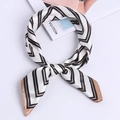 Satin silk square scarf with chevron pattern in white, black and gold finish - Off-White Plaid