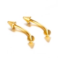 Pair of gold curved barbell piercing studs with cone ends on reflective white surface - Cone / 1.2*6+3mm / Gold