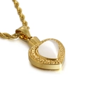 Collier cœur en acier doré avec pierre œil de chat blanche sur chaîne torsadée - Style Gemme Blanche (KP80877-Z) / Pendentif Uniquement (Sans Chaîne)