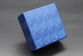 Navy blue square jewelry gift box with elegant shell pattern texture and satin finish - Blue Box / Blue