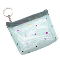 Portamonete in rete azzurra con paillettes a cuore e anello portachiavi argento - Blu