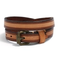 Bracciale retrò multistrato in vera pelle marrone con fibbia in bronzo vintage - Marrone Scuro Retrò