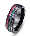 Polished black titanium steel dragon ring with colorful inlay and sleek metallic finish - US 5 / Black 3-Strip Camo