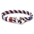 Pink and navy nylon rope anchor bracelet with silver stainless steel clasp - Navy Blue Pink Red