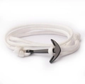 White nylon nautical rope bracelet with a matte black metal anchor clasp fastener - White
