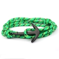 Black anchor hook bracelet with green and black braided rope multi-wrap design - BB05 Army Green Patchwork