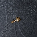 Close-up of a polished gold star pendant made of stainless steel on a dark slate background - H14 Small Star
